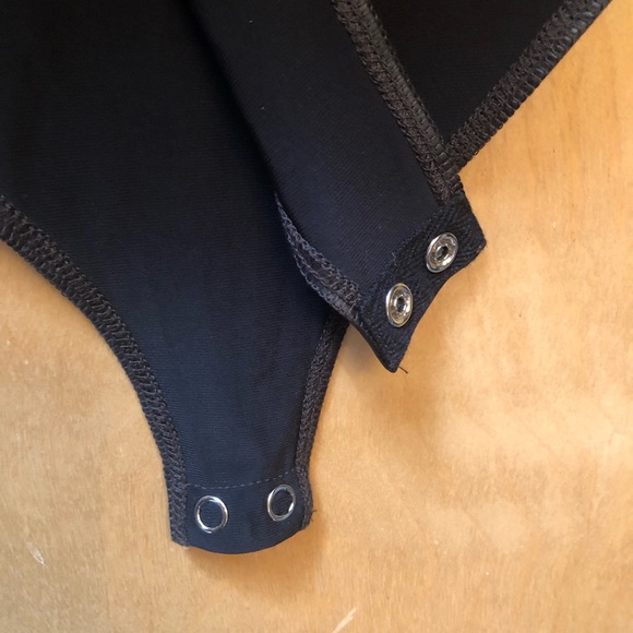 Black Faux Leather Bodysuit - Picture 3 of 3